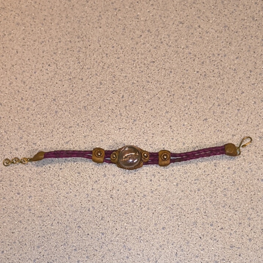 Elegant Gold and Maroon Women's Bracelet From Maui, Hawaii